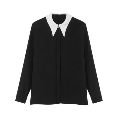 Versace Women Informal Shirt Responsible Silk Crepe De Chine In Black