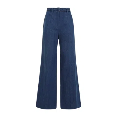 Gabriela Hearst Womens Denim Norman Wide-leg High-rise Cotton And Linen Trousers In Blue