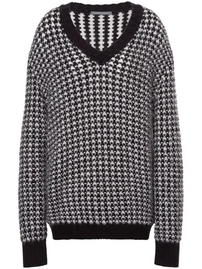 Alberta Ferretti Drop-shoulder Patterned-intarsia Jumper In Black