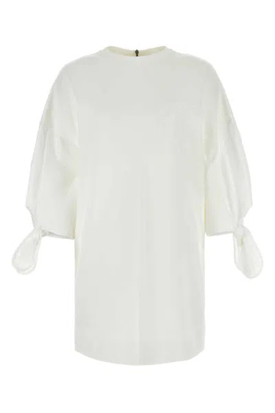 Max Mara Cotton Poplin Lace-up Mini Dress In White