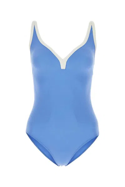 Lisa Marie Fernandez Cerulean Blue Maria Contrast-trim Swimsuit In Blue