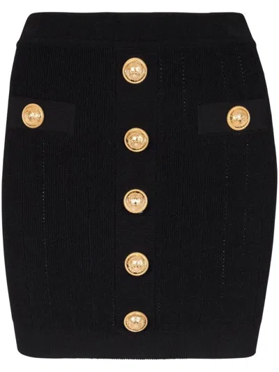 Balmain Women High Waist Buttoned Mini Skirt In Black
