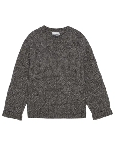 Ganni Wool And Cotton Sweater In Gray