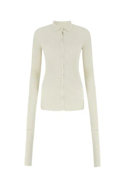 Quira Chalk Cotton Blend Cardigan In White