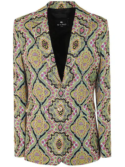 Etro Medallion-print Silk Single-breasted Blazer Jacket In Multicolour