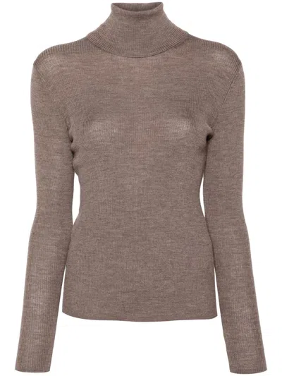 P.a.r.o.s.h Turtle-neck Ribbed-knit Jumper In Visone