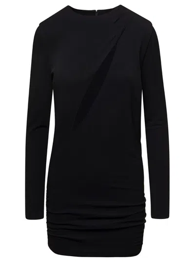 Versace Black Fitted Minidress With Cut-out Detail In Viscose Woman In Black