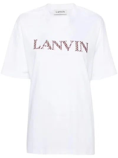 Lanvin White Oversized Embroidered Curb T-shirt In White