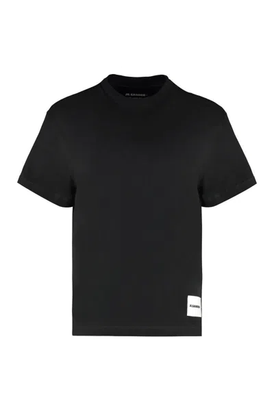 Jil Sander 3 T-shirt Pack With Logo Patch In Cotton Woman In Black