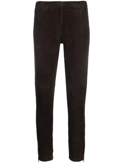 P.a.r.o.s.h Slim-cut Ankle-length Trousers In Goat Suede In Testa Di Moro