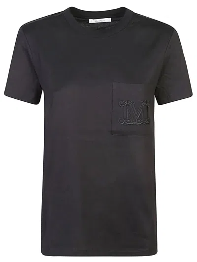 Max Mara Papaia Logo Cotton T-shirt In Black