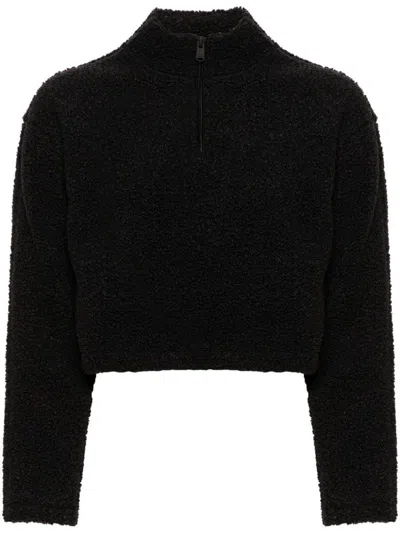 Calvin Klein Cropped Fleece Sweatshirt In Black