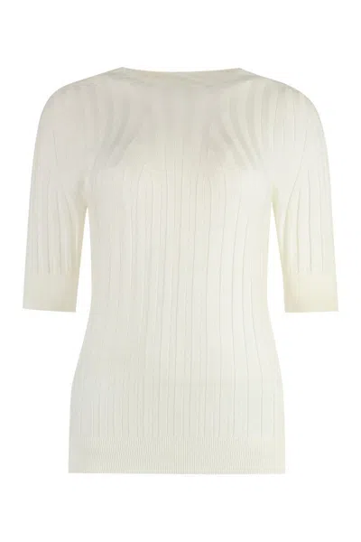Peserico Ribbed Knit T-shirt In White
