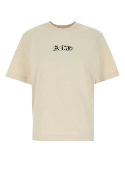 Burberry Crew Neck Cotton T-shirt In Beige O Tan