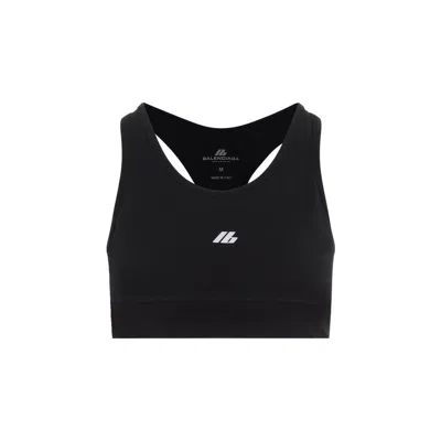 Balenciaga Sporty Reflective Logo Top Tops Black In Black