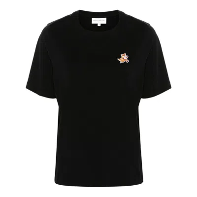 Maison Kitsuné Fox Head Patch Regular Tee Shirt In Black