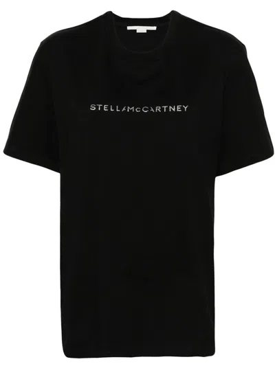 Stella Mccartney T-shirt With Logo Print And Crew Neckline In Black