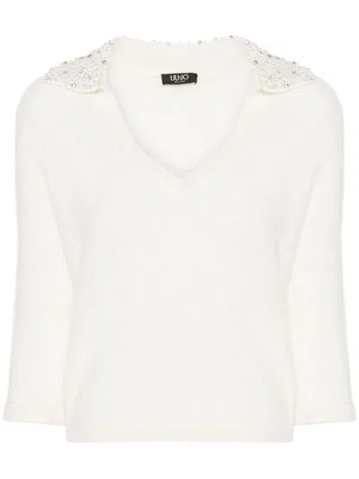 Liu •jo Bead-embellished Sweater In White