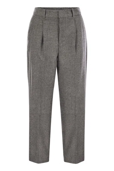 Pt Torino Daisy - Wool And Cashmere Pants In Grey