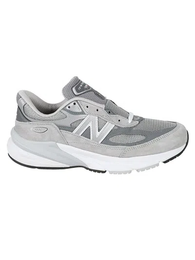 New Balance Grey Low Top Sneakers With Logo Detail In Suede And Tech Fabric Man In Grey