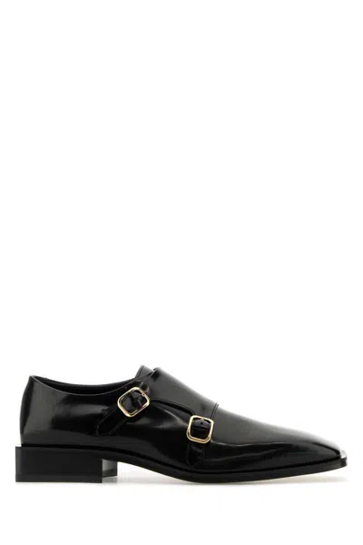 Ferragamo Double Monkstrap Leather Loafers In Black