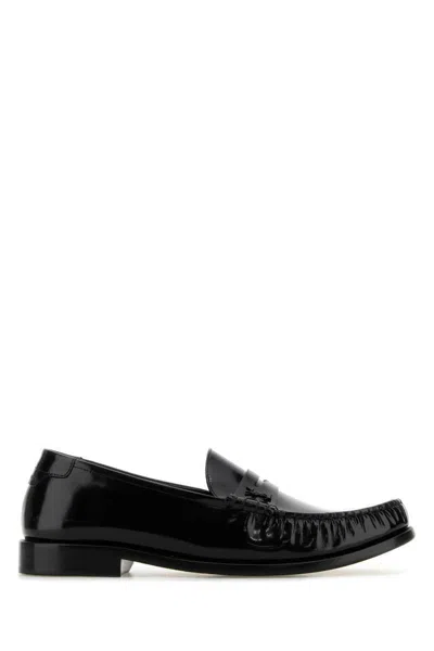 Saint Laurent Cassandre Patent Leather Loafers In Black