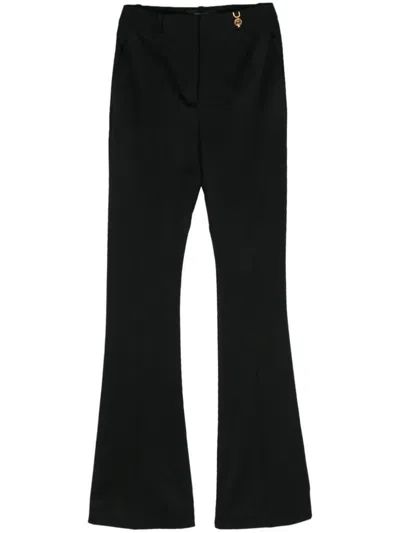 Versace Straight Leg Wool Blend Trousers In Black