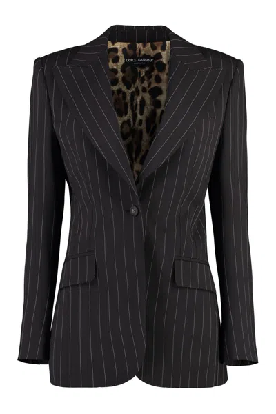 Dolce & Gabbana Gestreifter Blazer In Brown