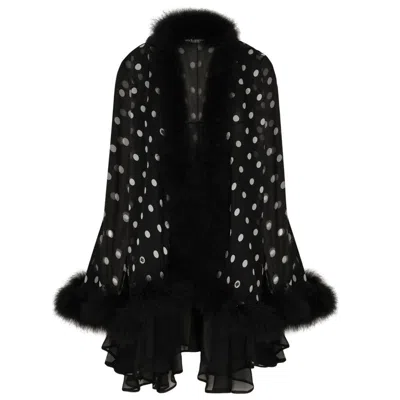 Dolce & Gabbana Polka-dot Printed Chiffon Cape In Multicolor