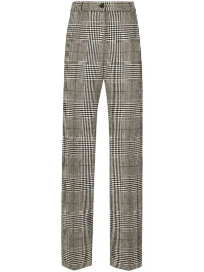 Dolce & Gabbana Tartan Check Trousers For Women In Multicolour