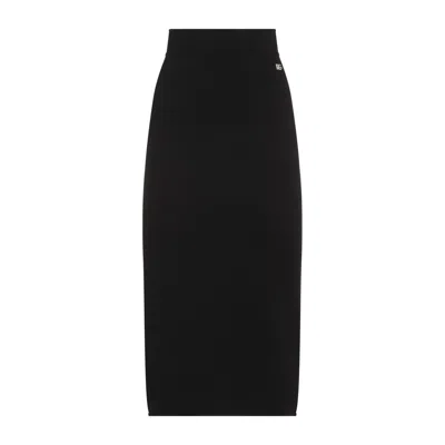 Dolce & Gabbana Cady Calf-length Skirt With Slits In Black