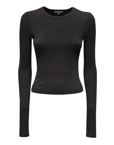 Agolde Black Crew Neck Long Sleeve T-shirt In Black