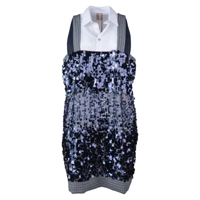 Antonio Marras Blue Sequin Patchwork Dress In Blue