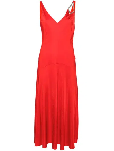Lanvin Red Flame Sleeveless A-line Midi Dress In Red