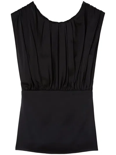 Jil Sander Acetate Blend Top Puffed Sleeves In Black