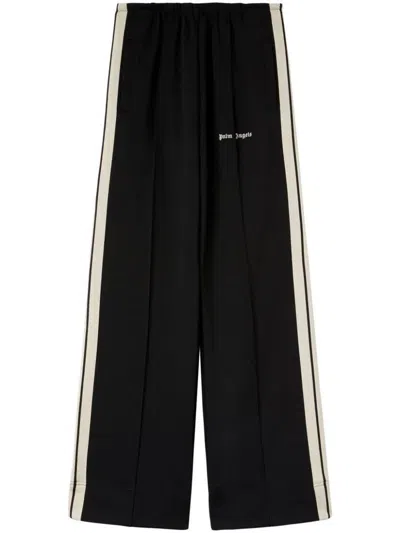 Palm Angels Track Pants With Elastic Waistband And Side Stripes In Black