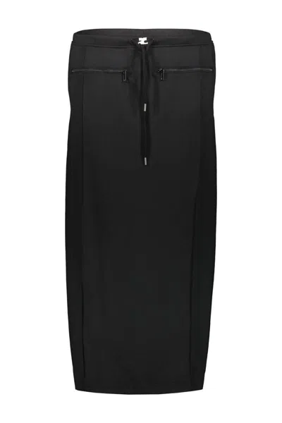 Courrèges Drawstring Tracksuit Maxi Skirt In Black