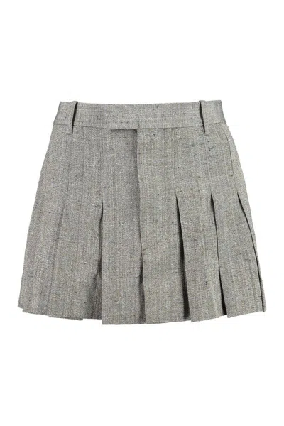 Bottega Veneta Burgundy Leather Mini Skirt In Brown