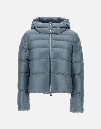 Herno Zip-up Hooded Puffer Jacket In Blue