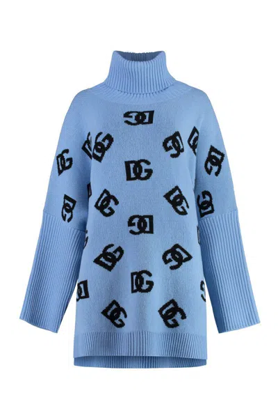 Dolce & Gabbana Luxurious Wool Poncho With Stand-up Collar For Women In Blue