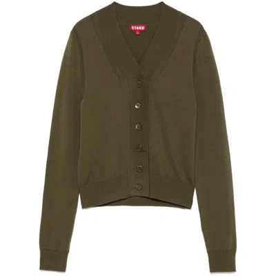 Staud Baxter Button-up Cardigan In Green