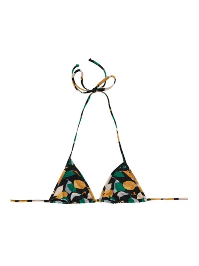 La Doublej Orchard-print Triangle Bikini Top In Multicolour