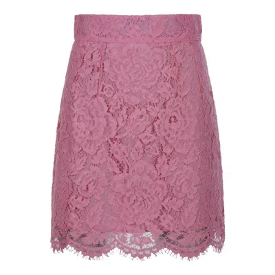 Dolce & Gabbana Lace Mini Skirt In Pink