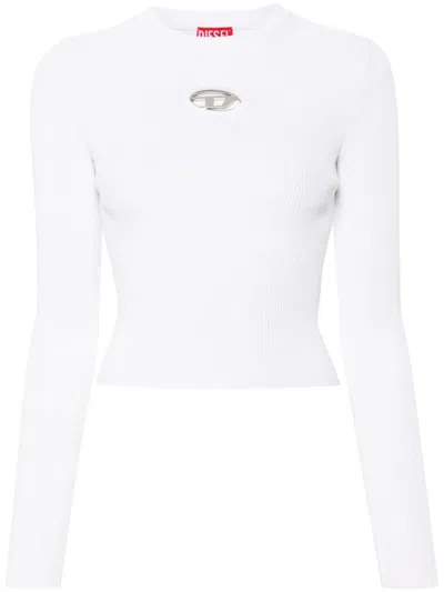 Diesel Oval D-plaque Fine-ribbed Top In White