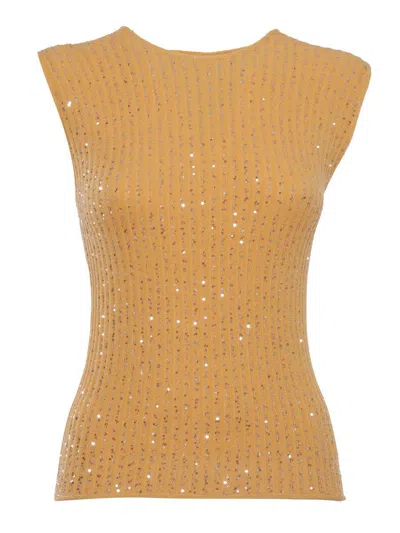 Fabiana Filippi Sleeveless Top With Paillettes In Orange