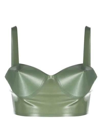 Maison Margiela Adjustable Balconette Bra With Wide Shoulder Straps In Green