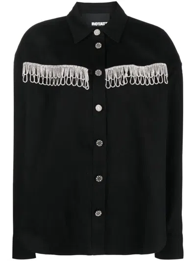 Rotate Birger Christensen Rotate Birgerchristensen Twill Oversized Shirt In Black