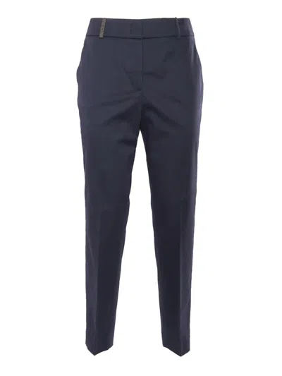 Peserico Pleated Zipper Casual Pants In Blue