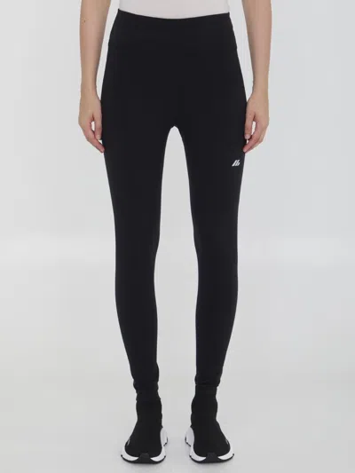 Balenciaga Reflective Logo Sports Leggings In Black