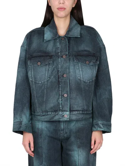 Stella Mccartney Tie Dye Oversize Denim Jacket Aquamarine Tie Dye Denim In Blue